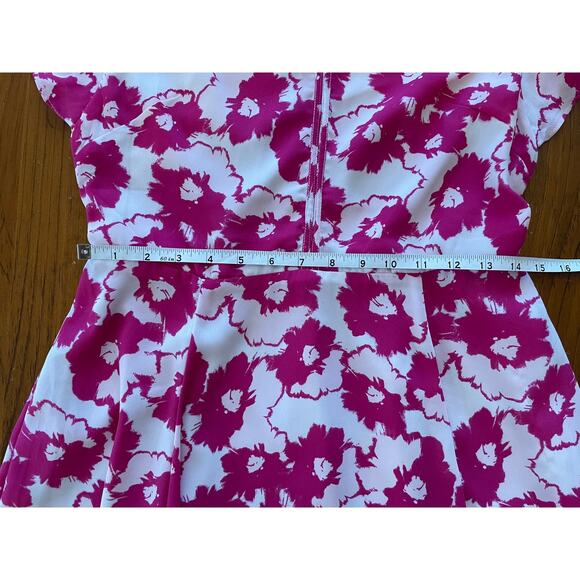 Banana Republic Dress Size 4 Floral Flutter Sleeve Skater Fully Lined Pink White - Picture 8 of 9